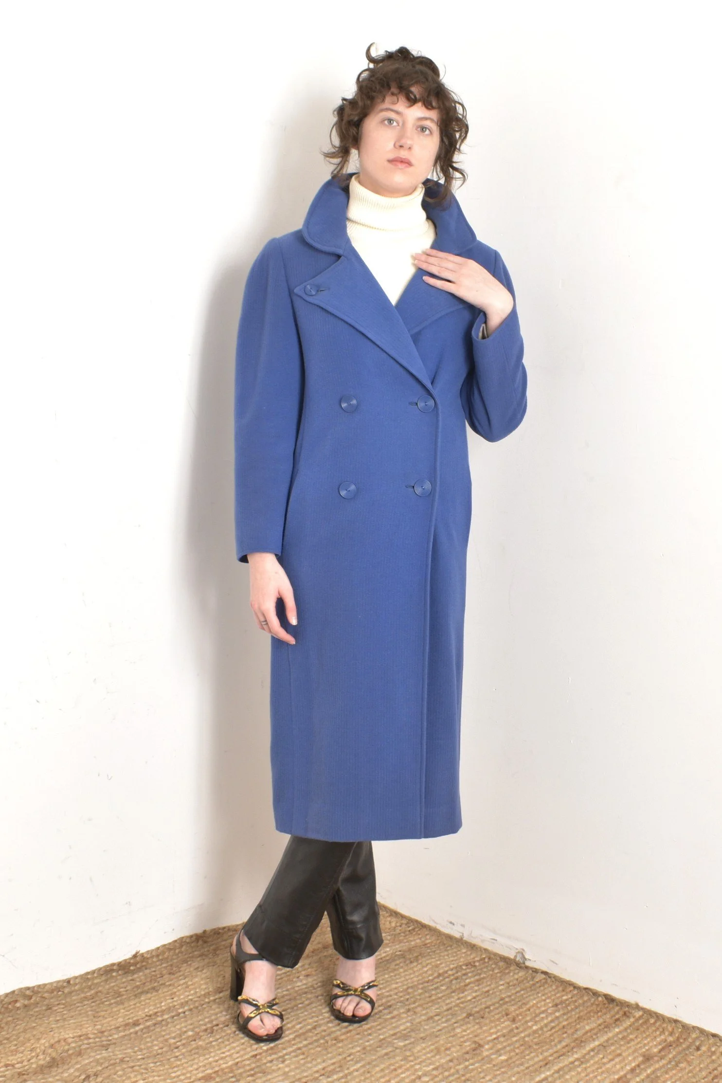 1980s Chloé Blue Wool Coat-S/M — La Poubelle Vintage